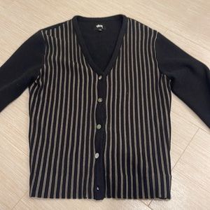 Stussy stripe front cardigan sweater